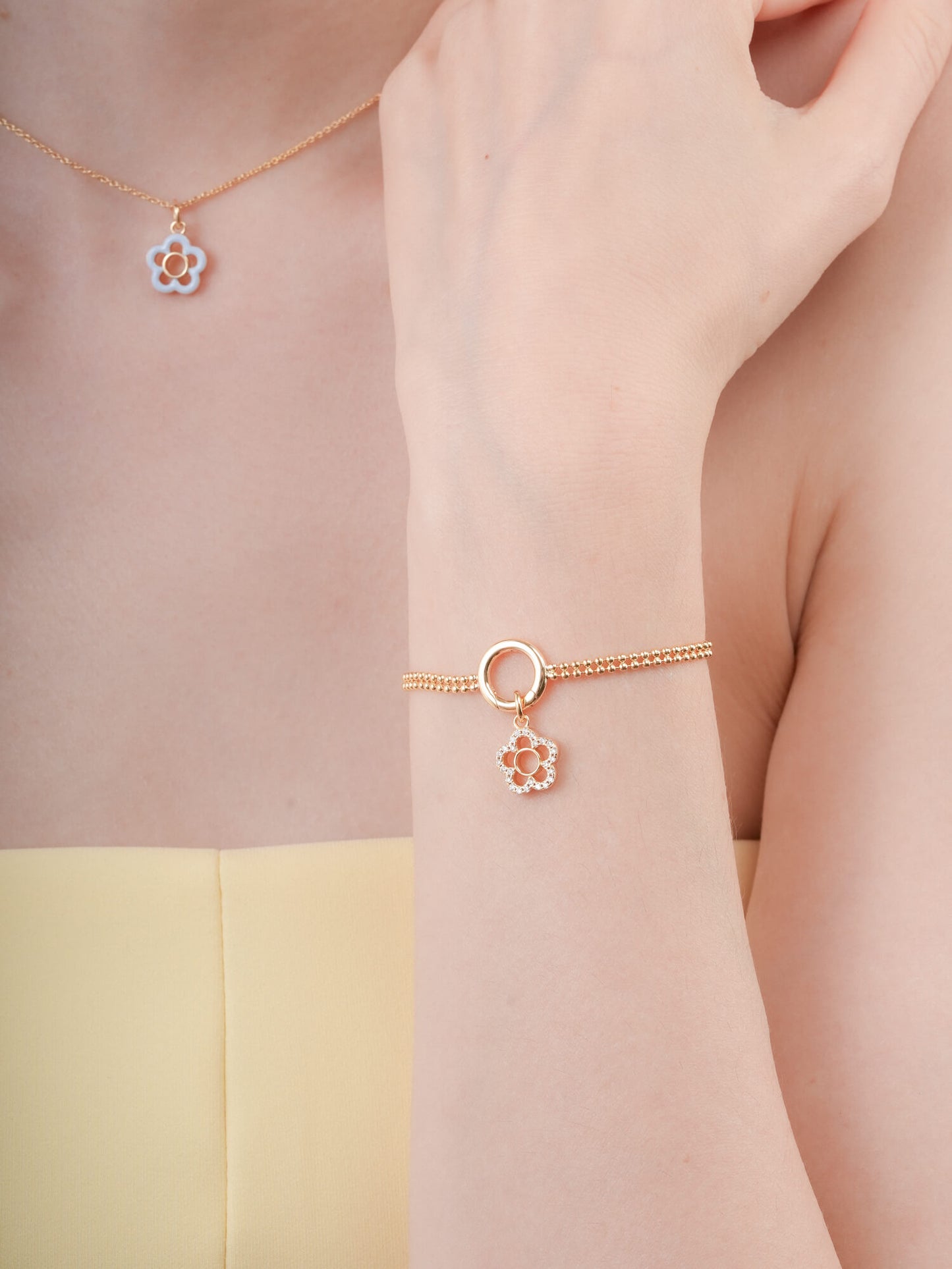 Blue Flower Charm - Reversible Enamel Moissanite in 18k Gold Vermeil from Mondays Made