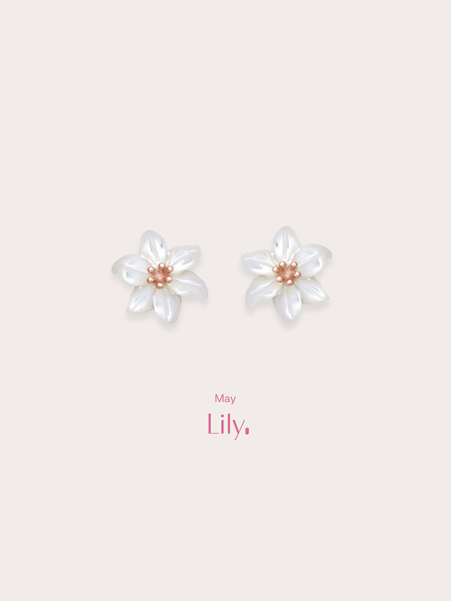 Carved Lily Stud Earrings in 18k Rose Gold Vermeil from Mondays Made
