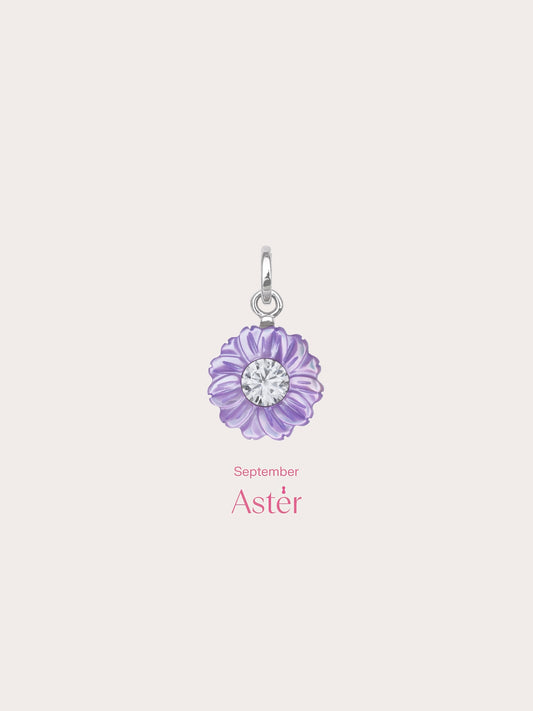 Carved Aster Charm in S925 Rhodium Vermeil from Mondays Made