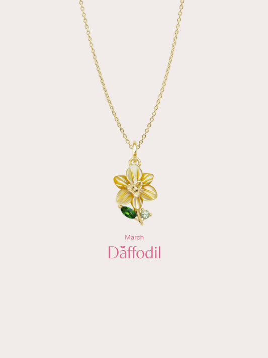Carved Daffodil Necklace in 18k Gold Vermeil from Mondays Made