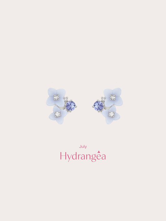 Carved Hydrangea Stud Earrings in S925 Rhodium Vermeil from Mondays Made