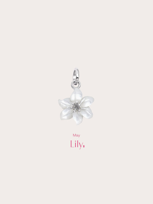 Carved Lily Charm in S925 Rhodium Vermeil from Mondays Made