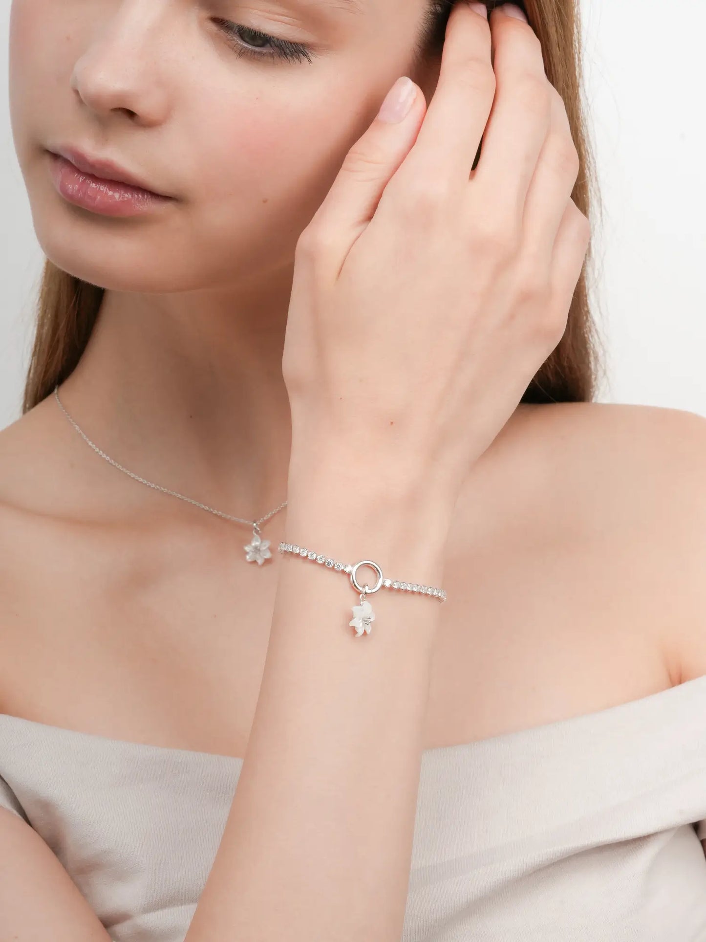 Carved Lily Charm in S925 Rhodium Vermeil from Mondays Made