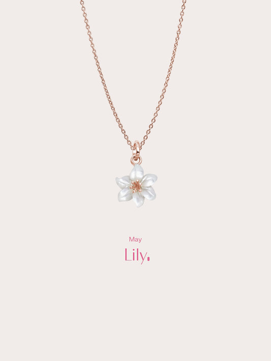 Carved Lily Necklace in 18k Rose Gold Vermeil from Mondays Made