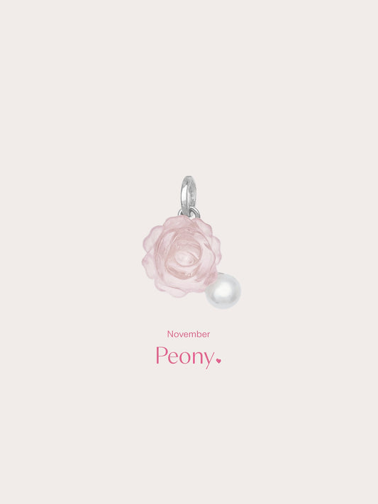 Carved Peony Charm in S925 Rhodium Vermeil from Mondays Made