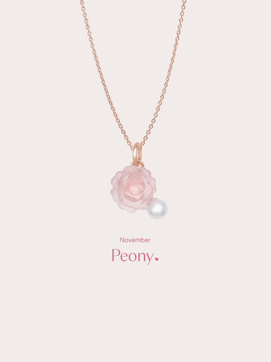 Carved Peony Necklace in 18k Rose Gold Vermeil from Mondays Made
