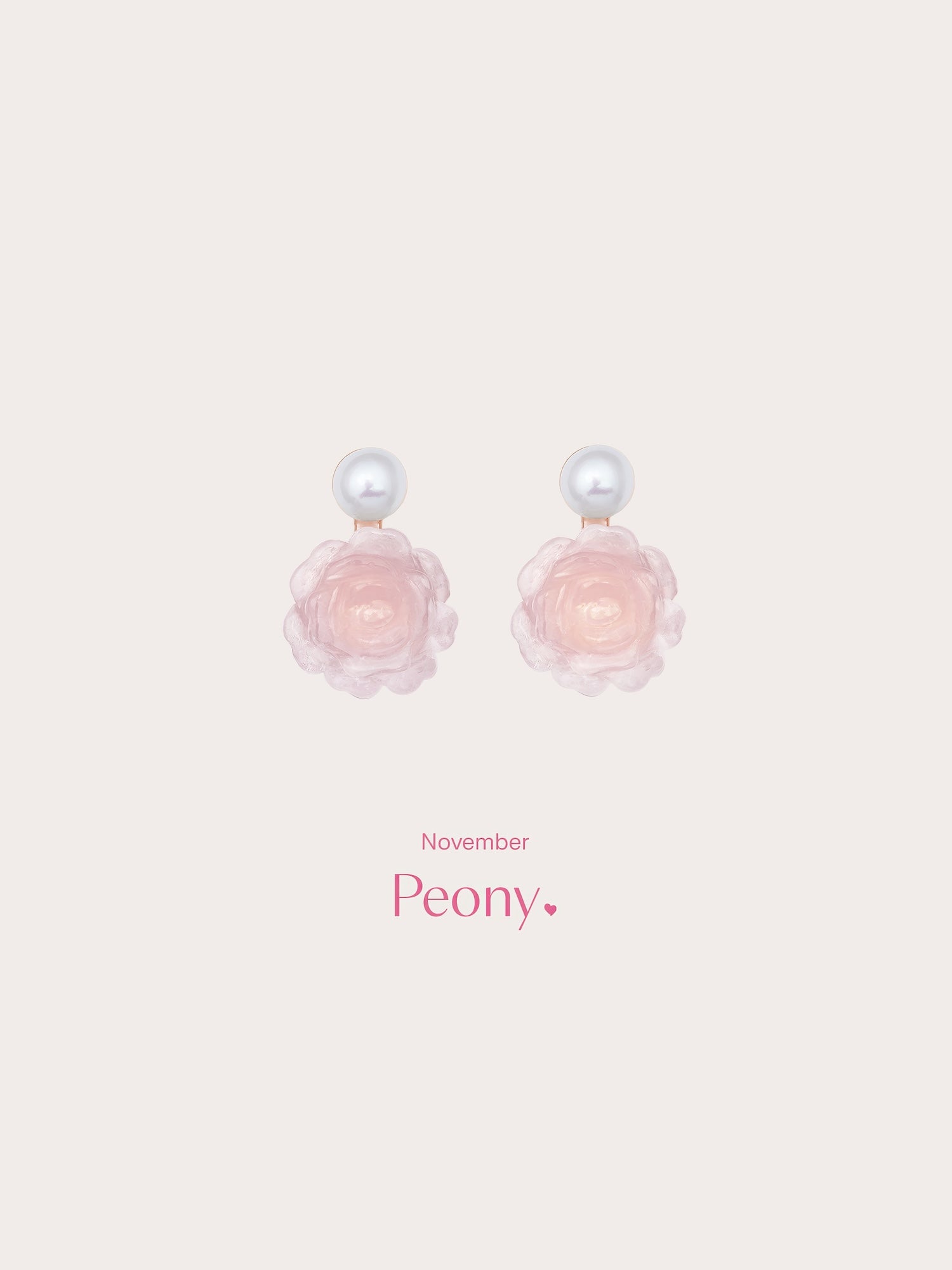 Carved Peony Stud Earrings in 18k Rose Gold Vermeil from Mondays Made