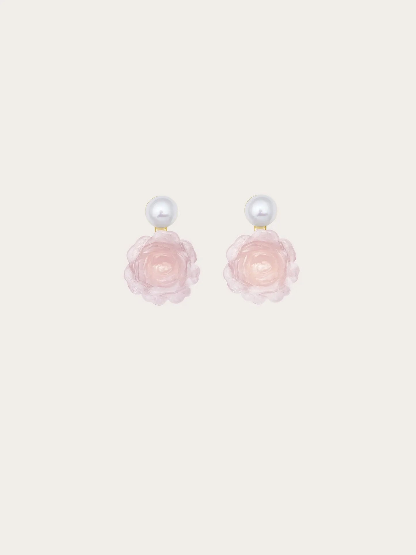 Carved Peony Necklace and Earrings Set