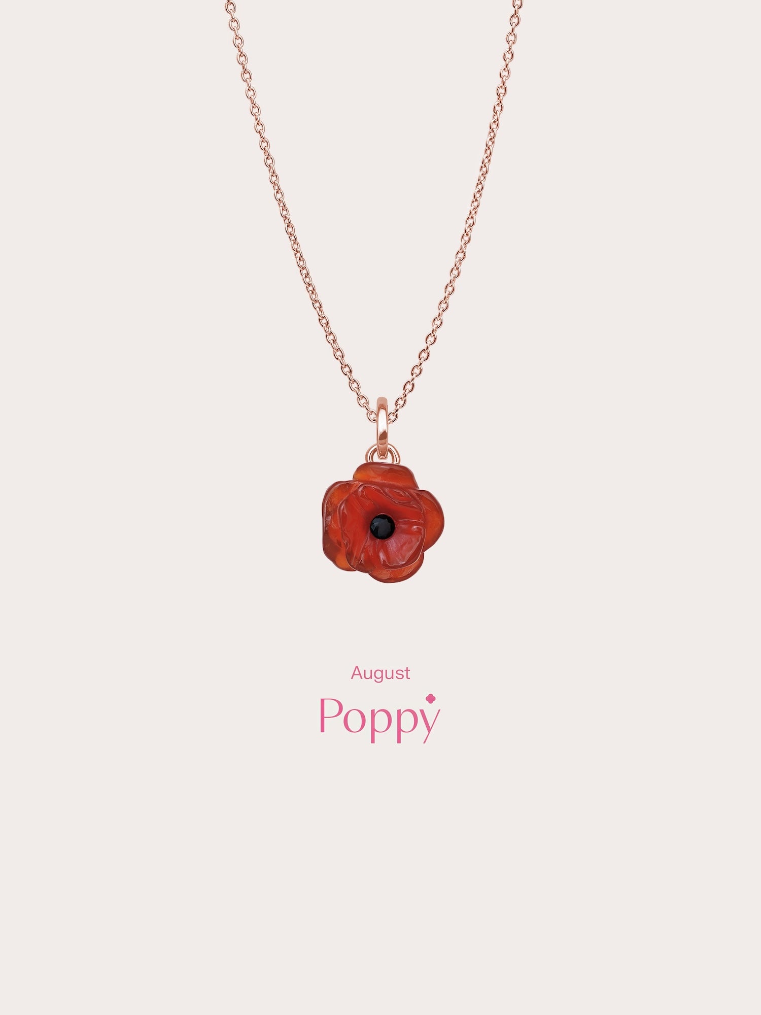Carved Poppy Necklace in 18k Rose Gold Vermeil from Mondays Made
