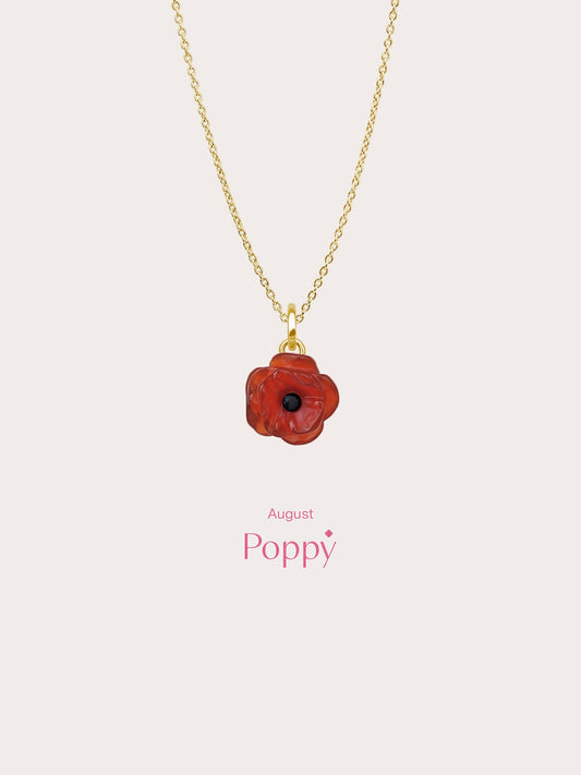 Carved Poppy Necklace in 18k Gold Vermeil from Mondays Made