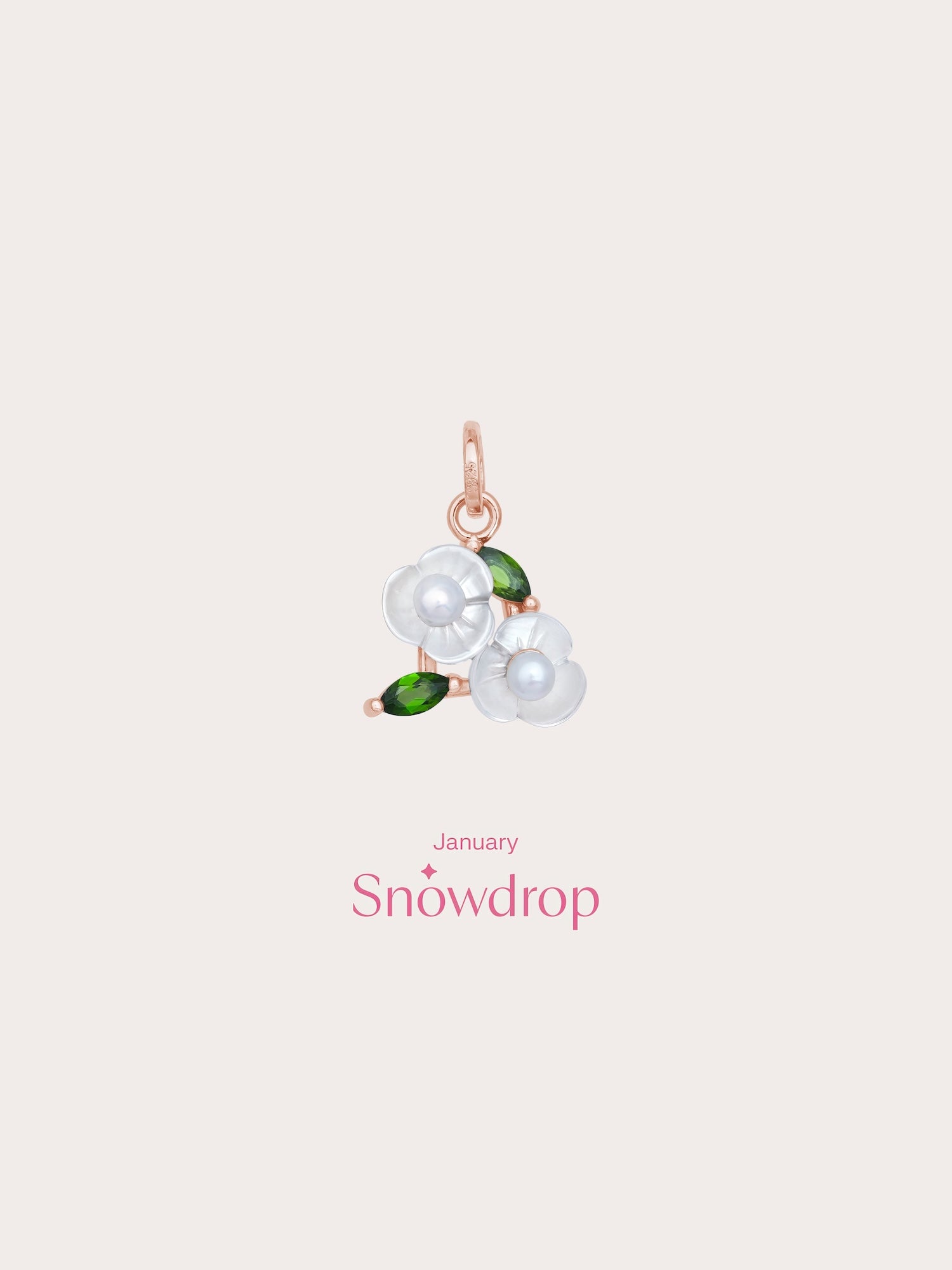 Carved Snowdrop Cluster Charm in 18k Rose Gold Vermeil from Mondays Made