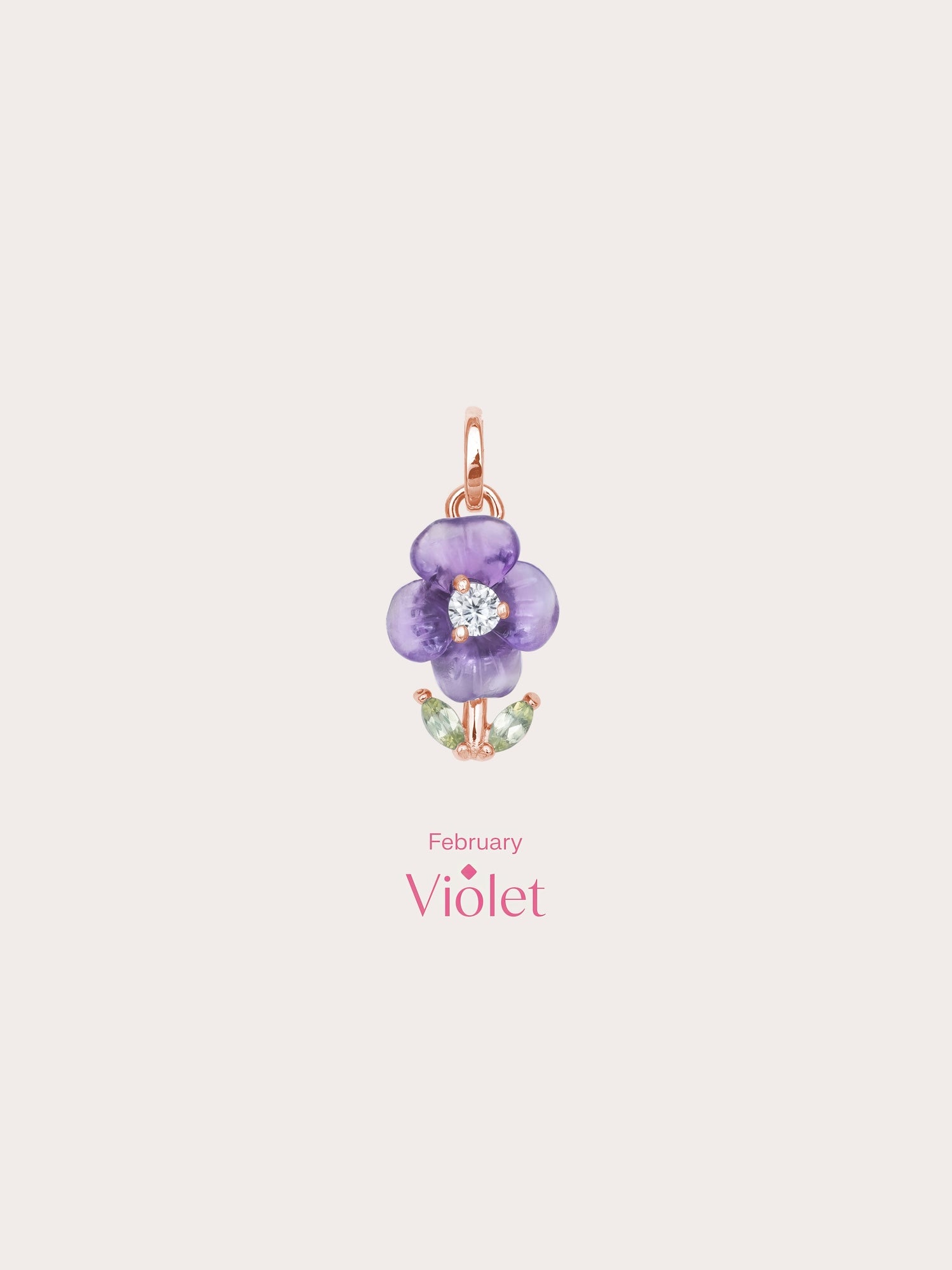 Carved Violet Charm in 18k Rose Gold Vermeil from Mondays Made