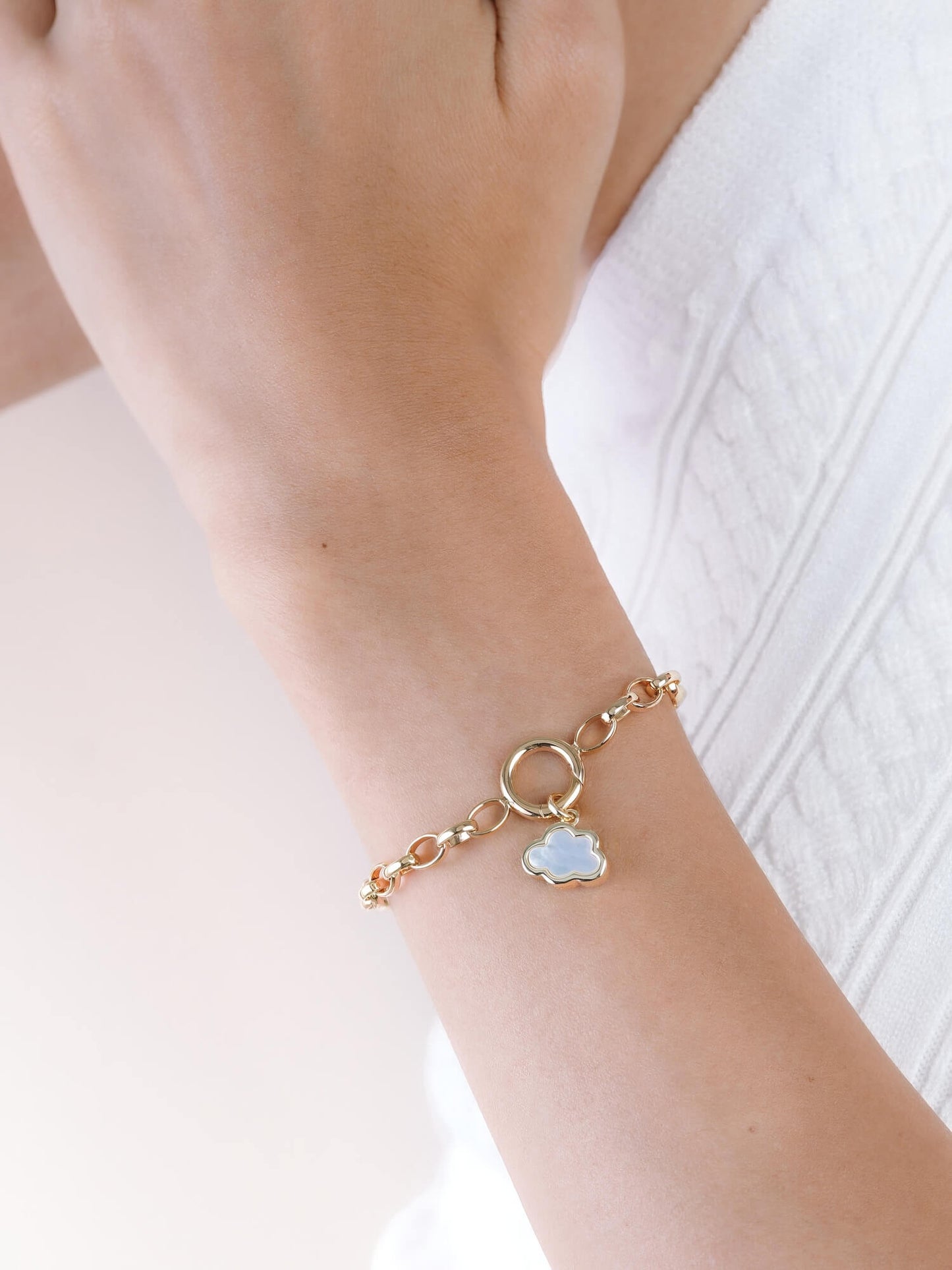 Mother of Pearl Cloud Reversible Charm in 18k Gold Vermeil from Mondays Made