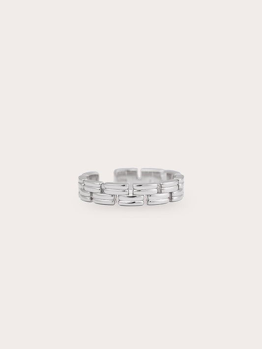 Duo Link Chain Ring in S925 Rhodium Vermeil from Mondays Made