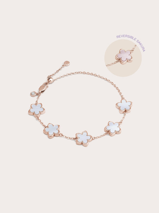 Mother of Pearl Sakura Reversible Bracelet in 18k Rose Gold Vermeil from Mondays Made