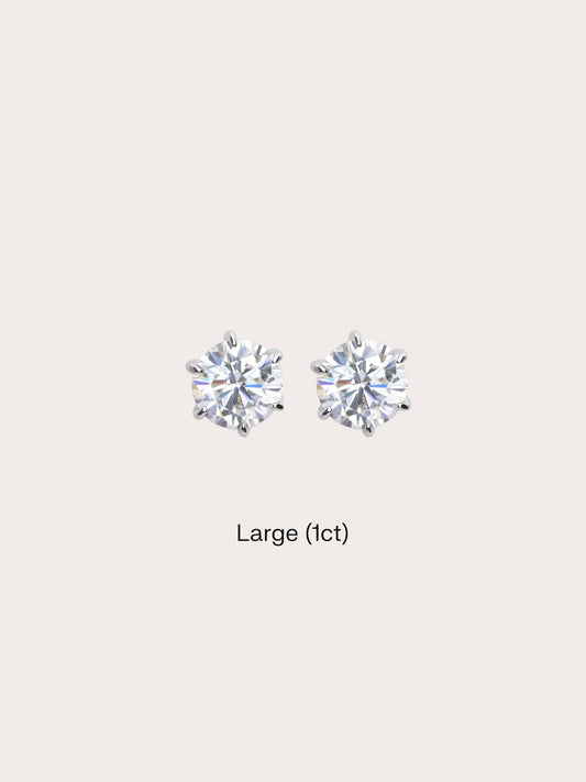 Martini Moissanite Stud Earrings (1ct) in S925 Rhodium Vermeil from Mondays Made
