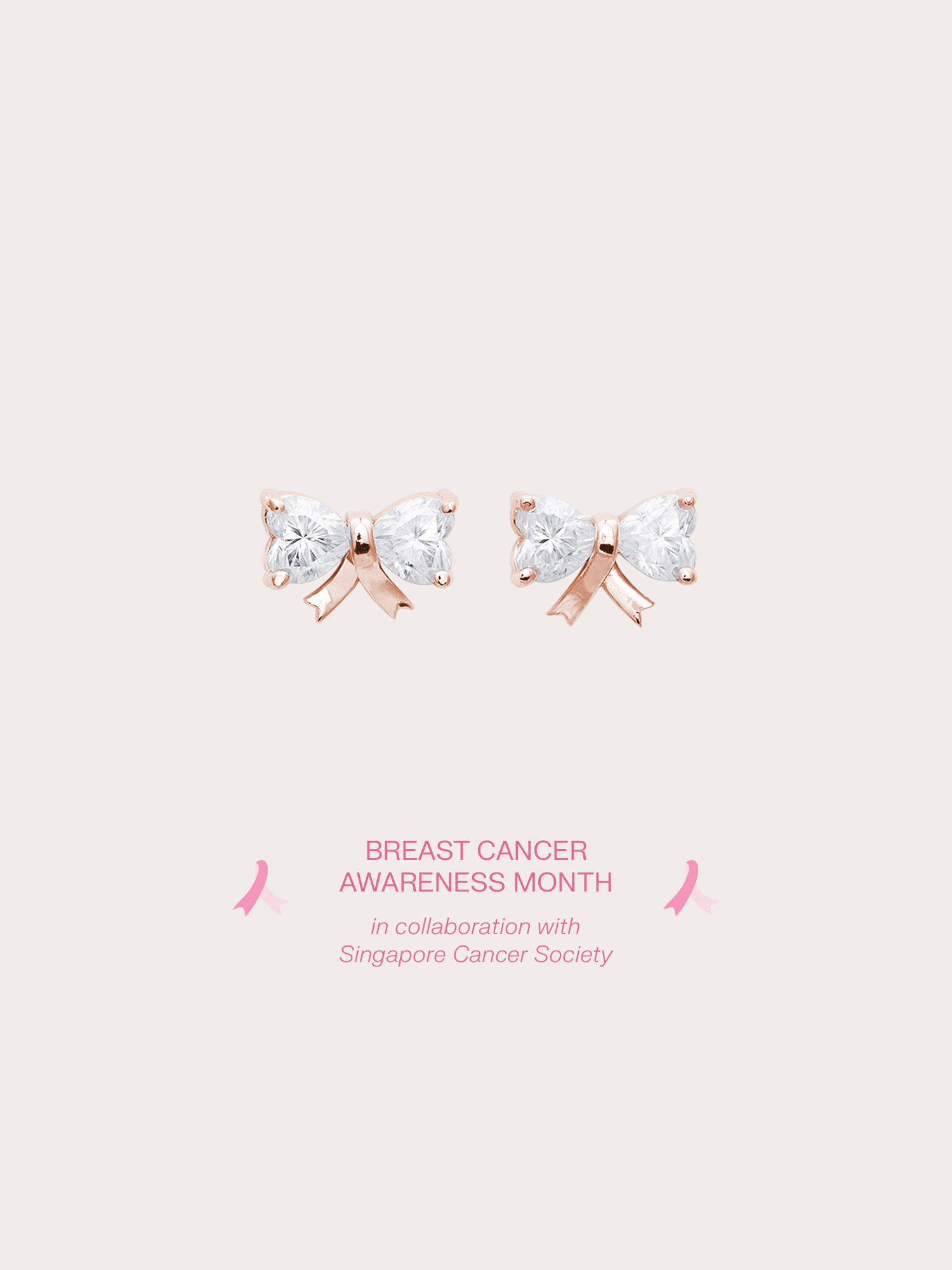 Ribbon Bow Heart Moissanite Dangle Earrings in 18k Rose Gold Vermeil from Mondays Made x SCS
