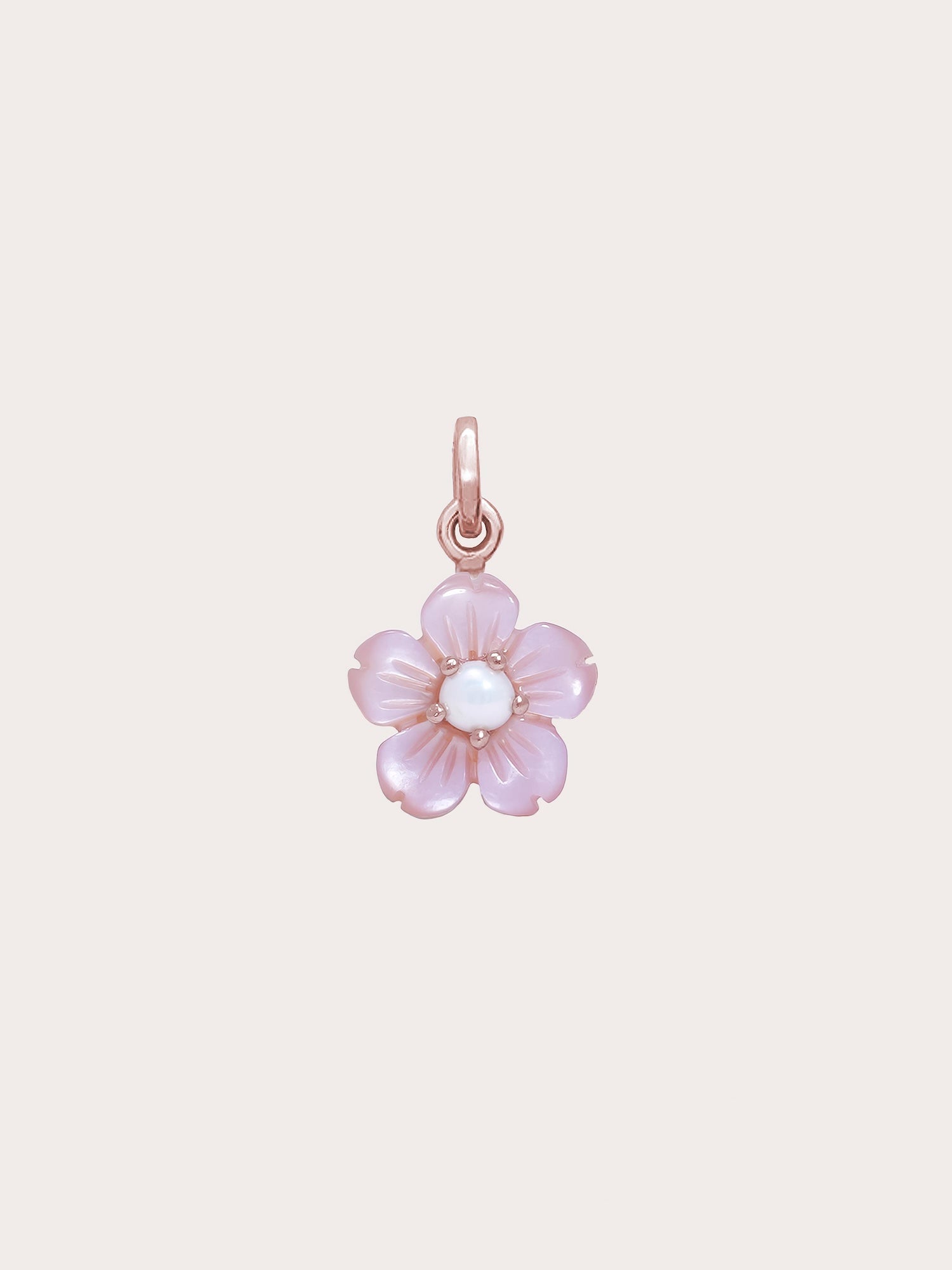 Carved Sakura Charm in 18k Rose Gold Vermeil from Mondays Made