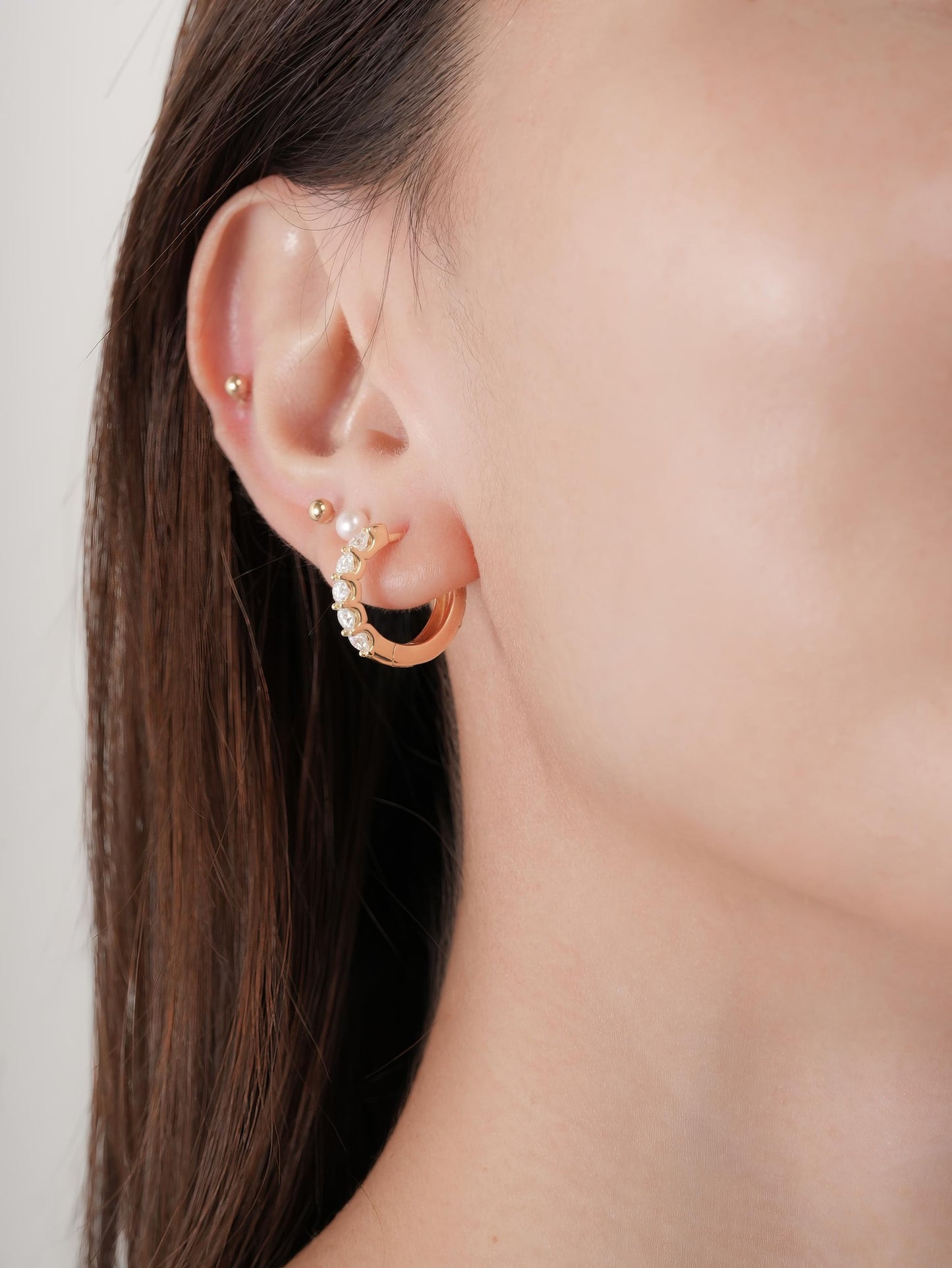 Snowfall White Moissanite Reversible Huggie Earrings in from Mondays Made