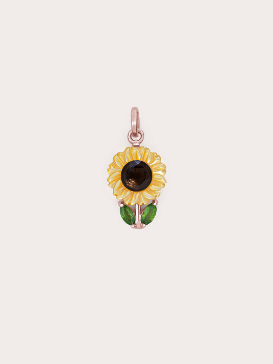 Carved Sunflower Charm in 18k Rose Gold Vermeil from Mondays Made