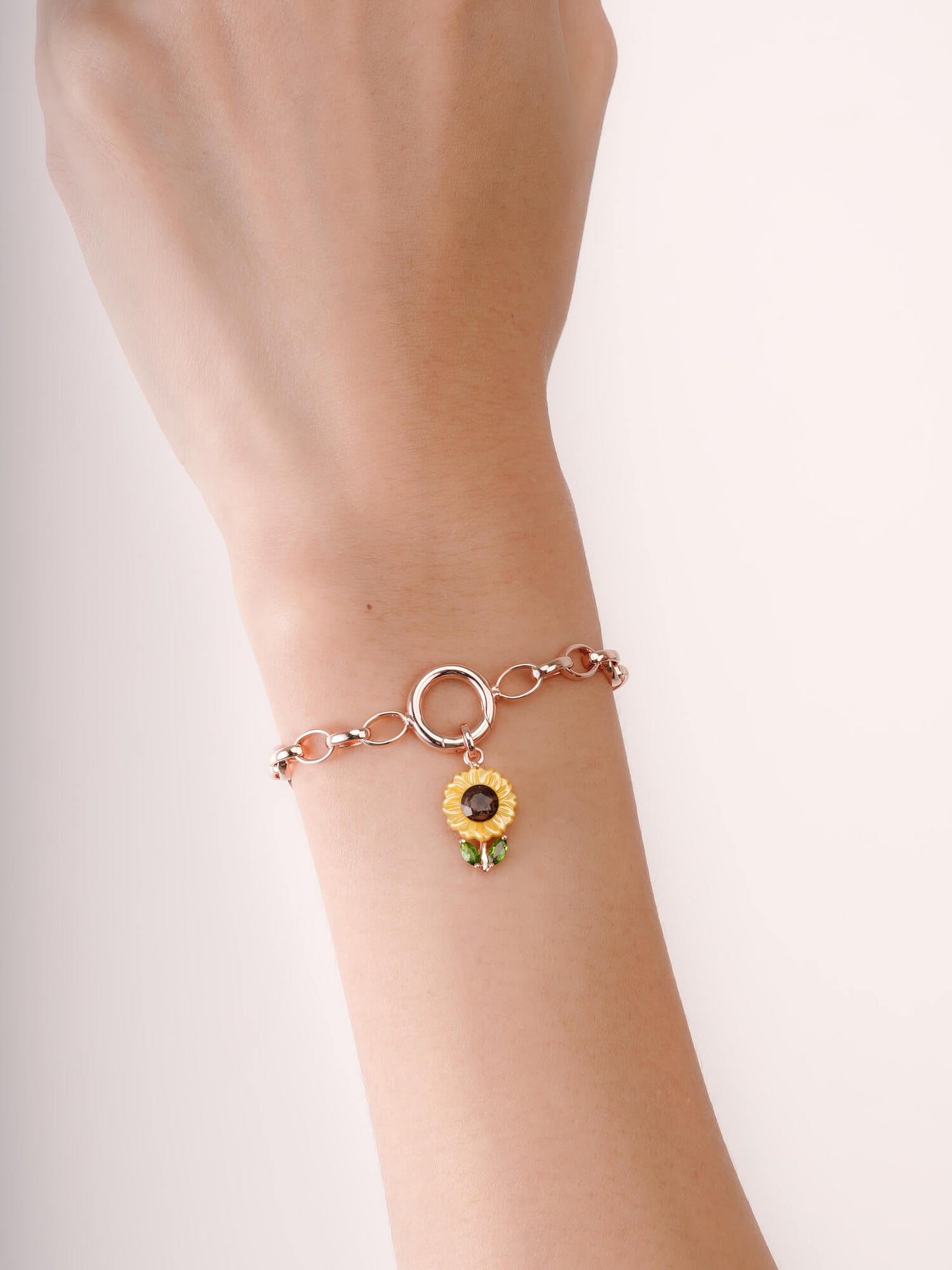 Carved Sunflower Charm in 18k Rose Gold Vermeil from Mondays Made