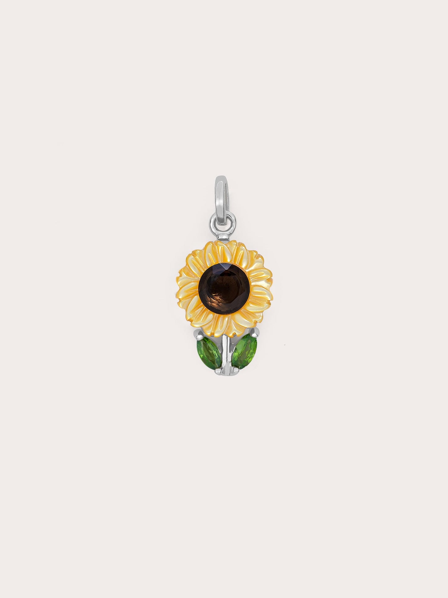 Carved Sunflower Charm in S925 Rhodium Vermeil from Mondays Made