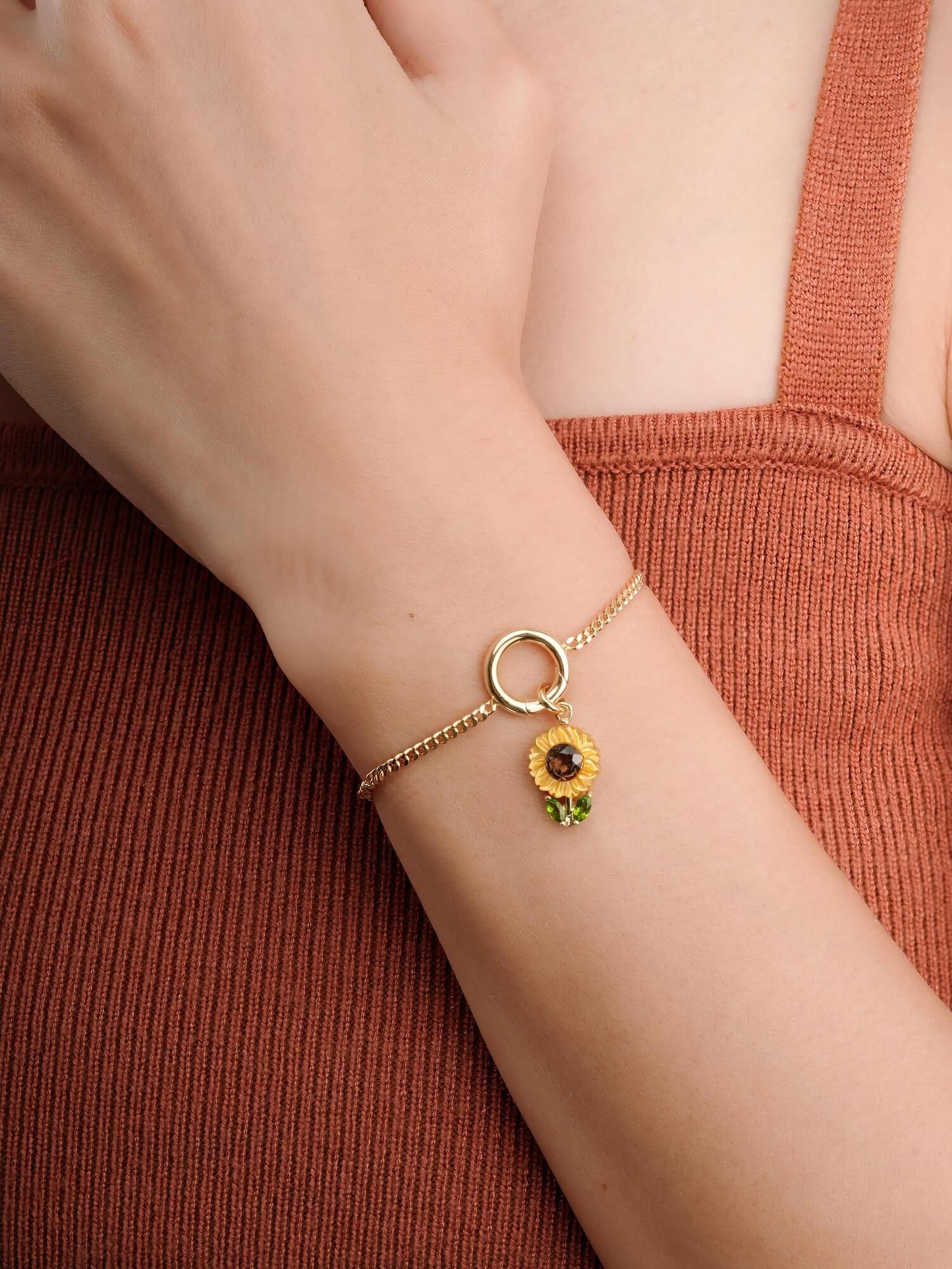 Carved Sunflower Charm in 18k Gold Vermeil from Mondays Made