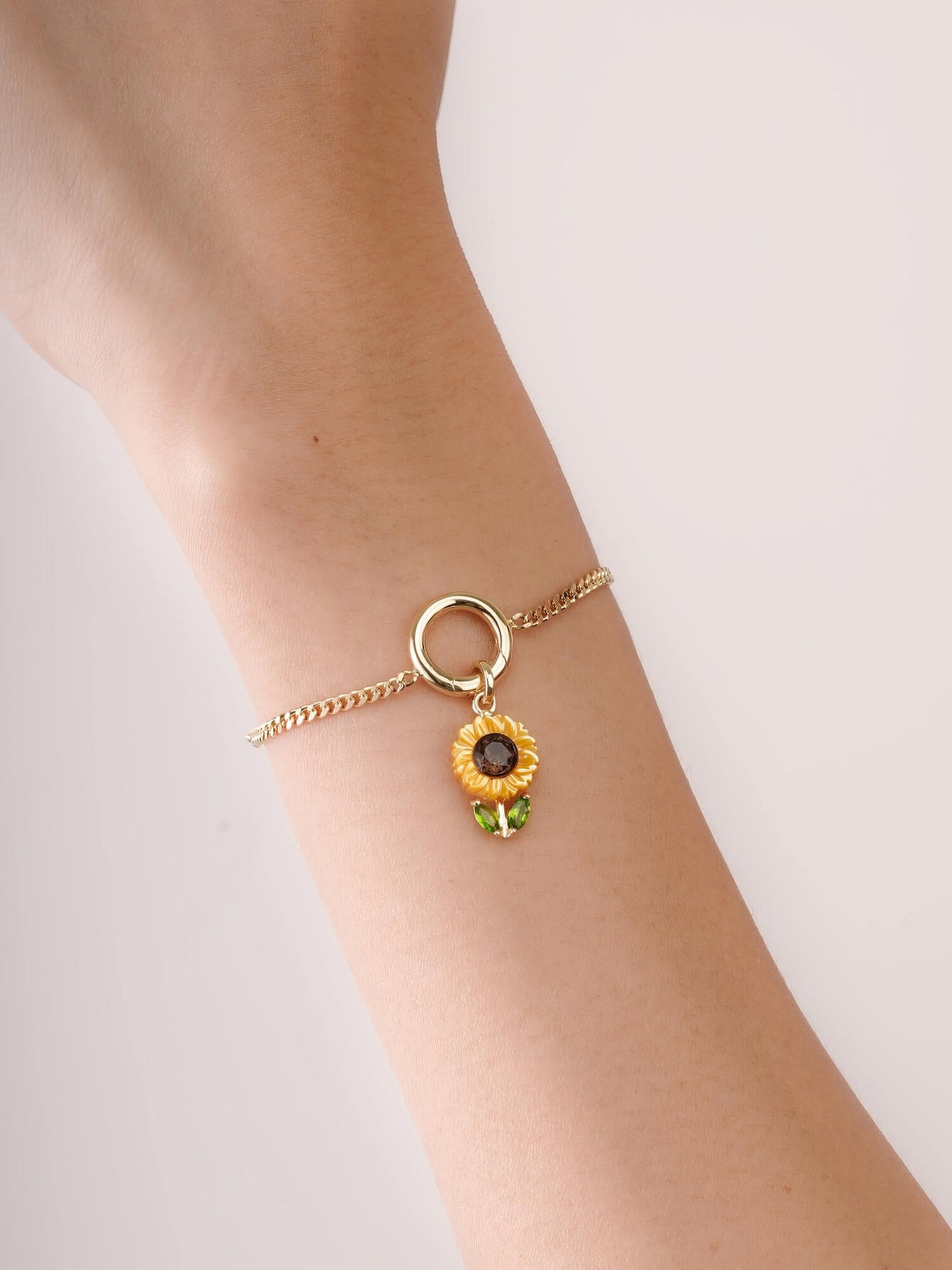 Carved Sunflower Charm in 18k Gold Vermeil from Mondays Made