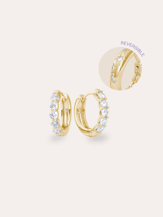 Snowfall White Moissanite Reversible Huggie Earrings in 18k Gold Vermeil from Mondays Made