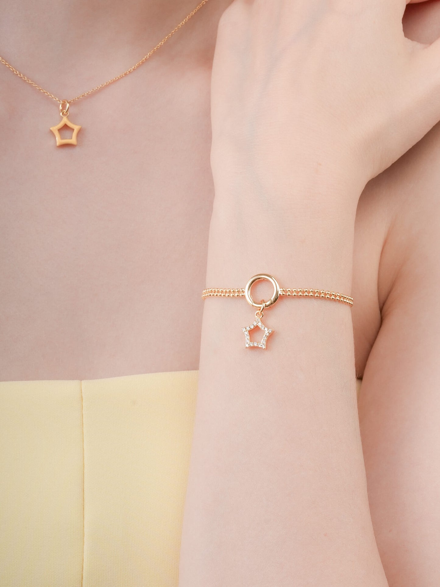 Yellow Star Charm - Reversible Enamel Moissanite in 18k Gold Vermeil from Mondays Made