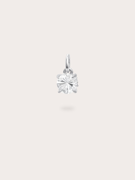 April Birthstone Charm - White Topaz in S925 Rhodium Vermeil from Mondays Made