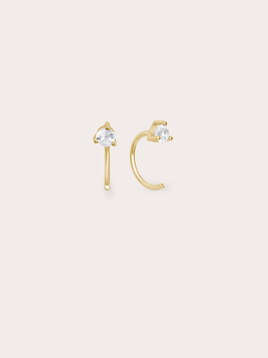 April Birthstone Mini Hoop Earrings - White Topaz in 18k Gold Vermeil from Mondays Made