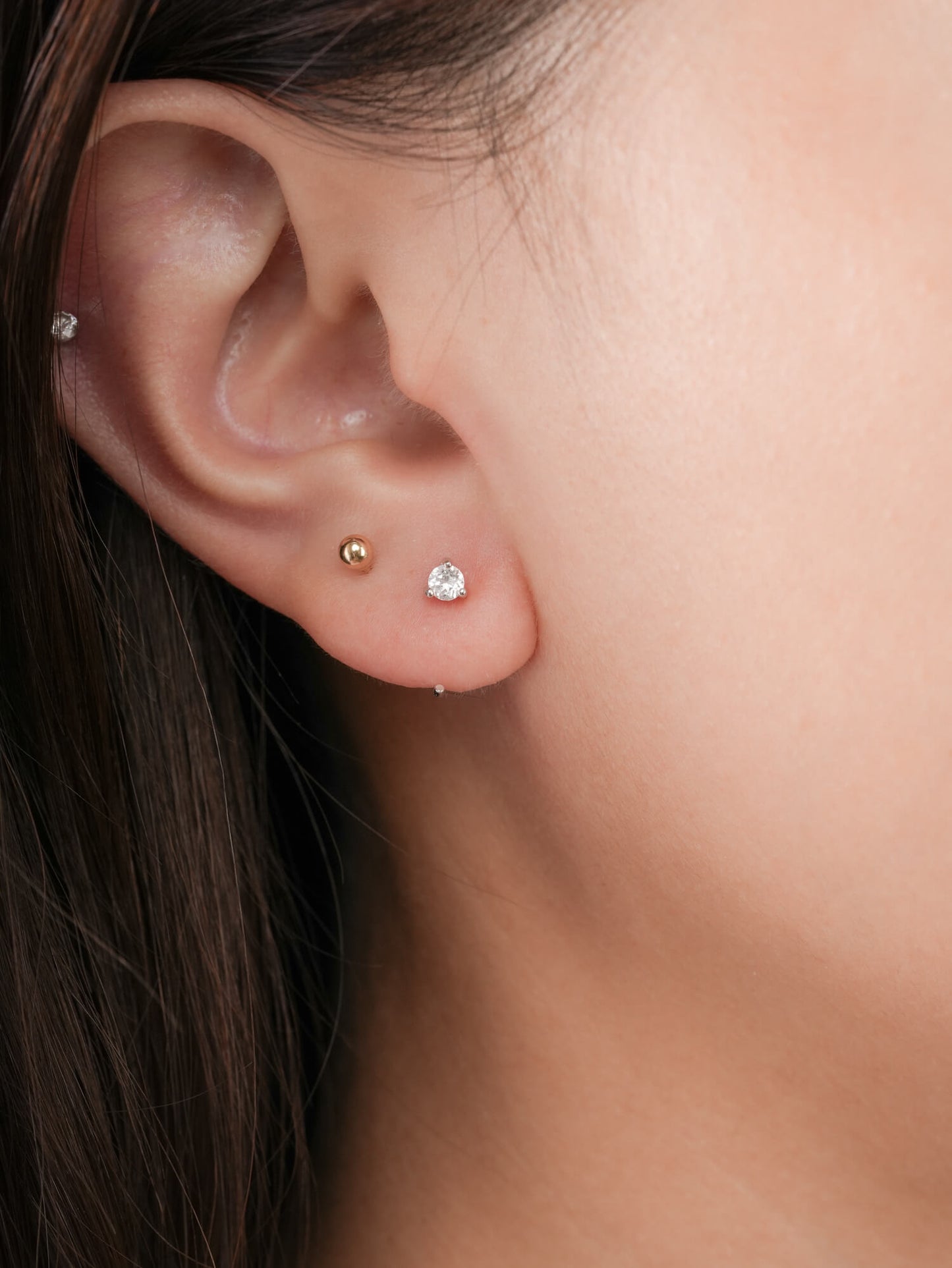 April Birthstone Mini Hoop Earrings - White Topaz in from Mondays Made