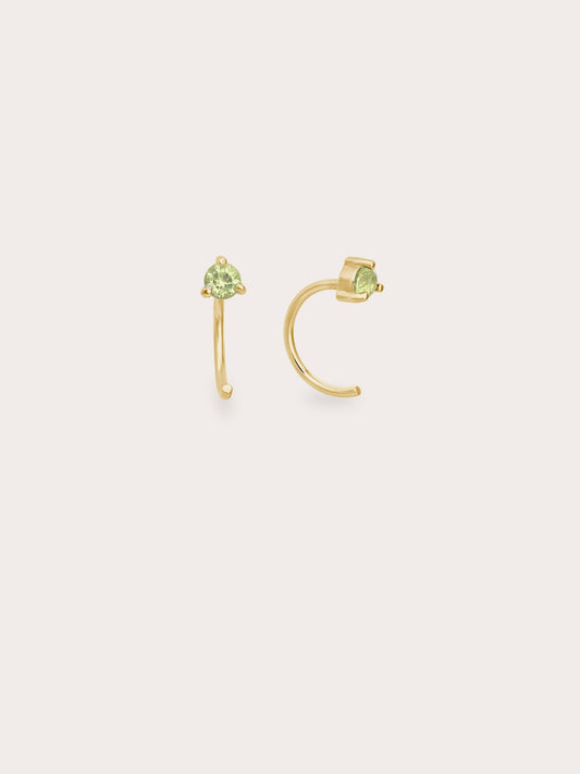 August Birthstone Mini Hoop Earrings - Peridot in 18k Gold Vermeil from Mondays Made