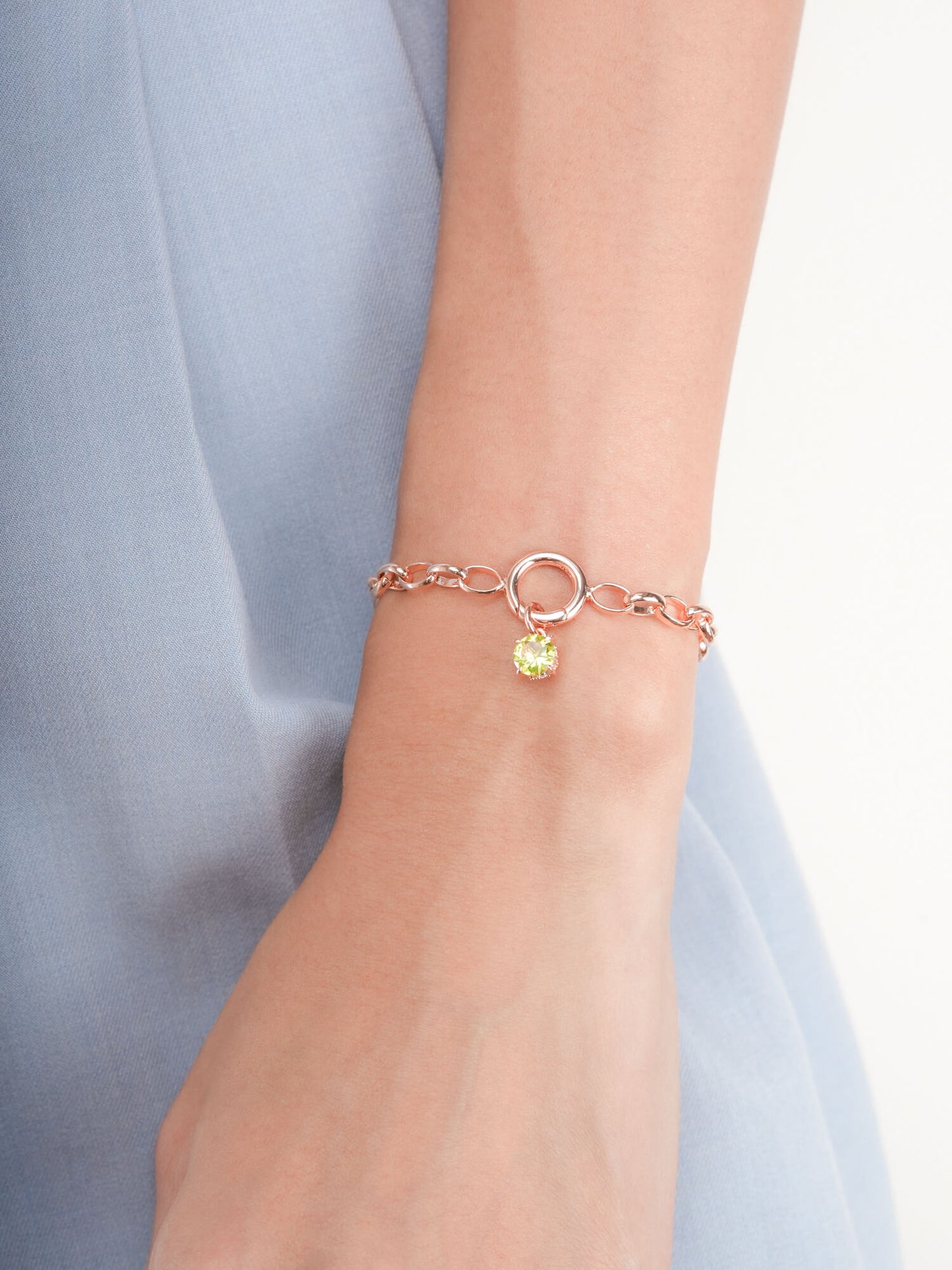 August Birthstone Charm - Peridot in 18k Rose Gold Vermeil from Mondays Made