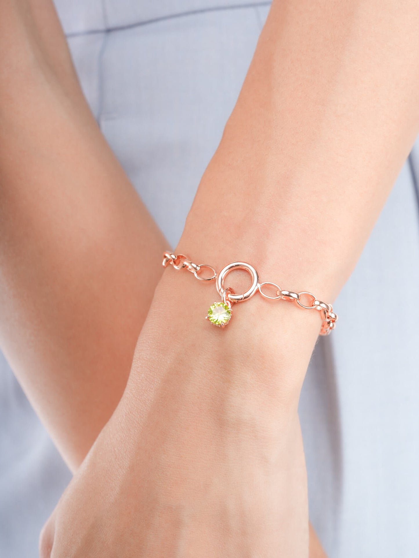 August Birthstone Charm - Peridot in 18k Rose Gold Vermeil from Mondays Made