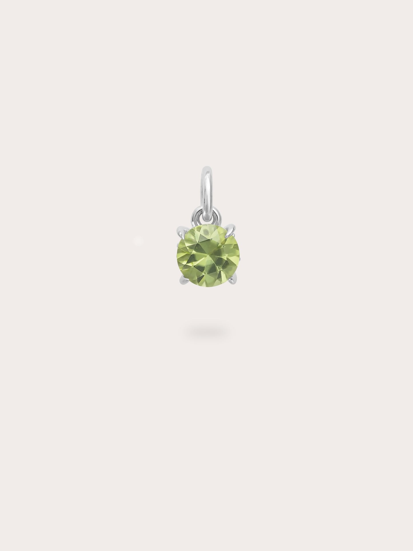 August Birthstone Charm - Peridot in S925 Rhodium Vermeil from Mondays Made