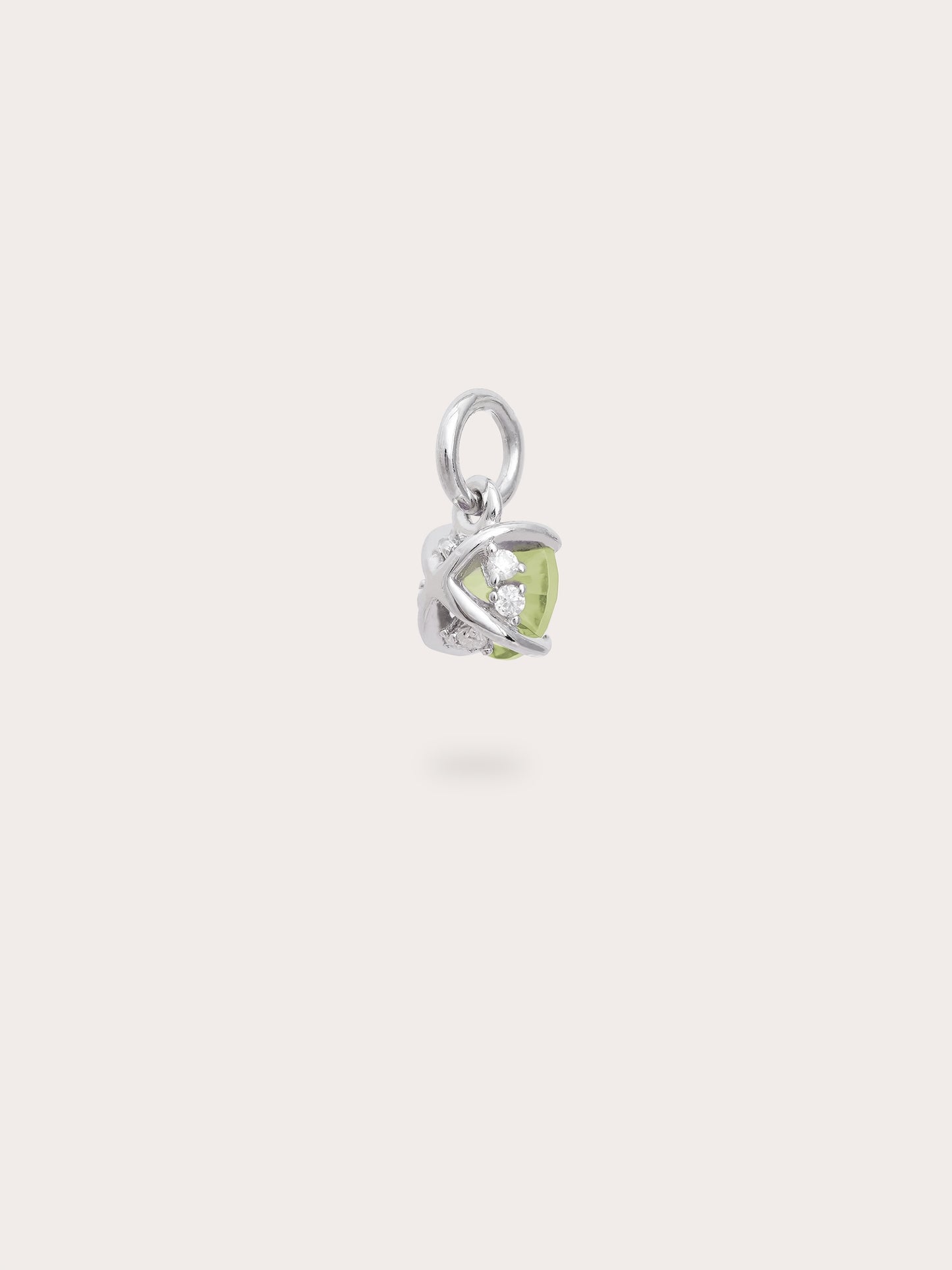 August Birthstone Charm - Peridot in S925 Rhodium Vermeil from Mondays Made