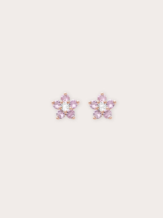 Blush Flower Stud Earrings - Pink Sapphire in 18k Rose Gold Vermeil Pair from Mondays Made