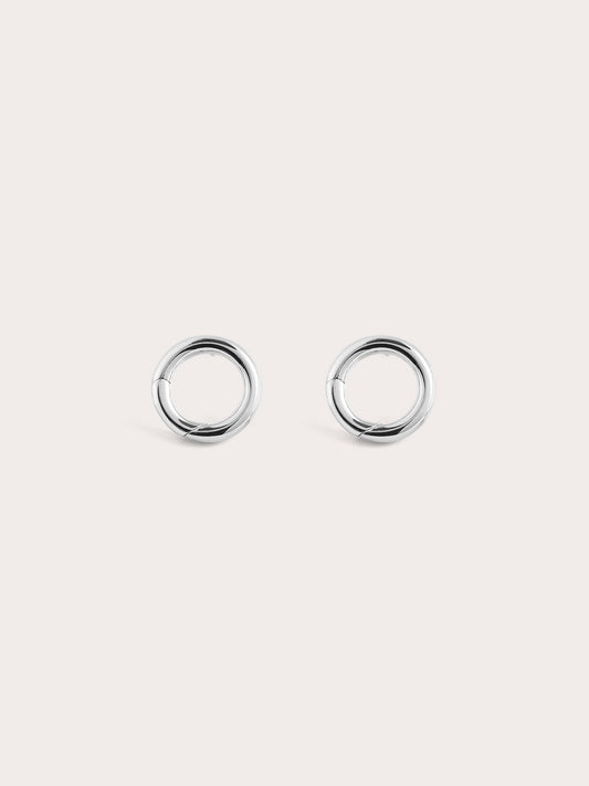 Donut Charm Stud Earrings in S925 Rhodium Vermeil from Mondays Made