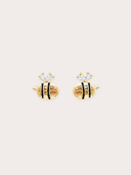 Citrine Bee Stud Earrings in 18k Gold Vermeil from Mondays Made
