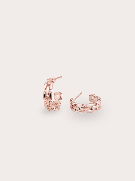 Classic Watch Link Hoop Earrings in 18k Rose Gold Vermeil from Mondays Made