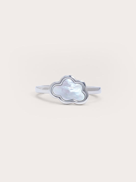 Mother of Pearl Cloud Ring in S925 Rhodium Vermeil from Mondays Made