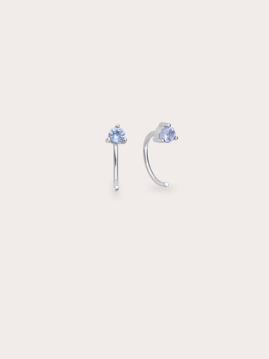 December Birthstone Mini Hoop Earrings - Tanzanite in S925 Rhodium Vermeil from Mondays Made