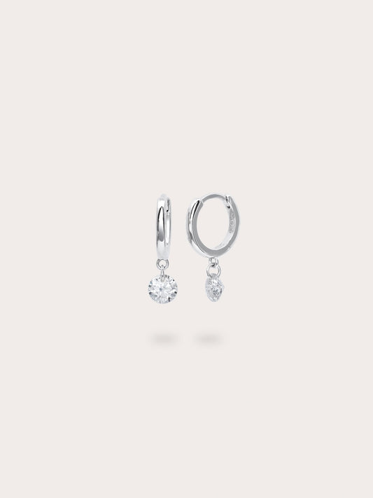 Floating Moissanite Huggie Earrings in S925 Rhodium Vermeil from Mondays Made