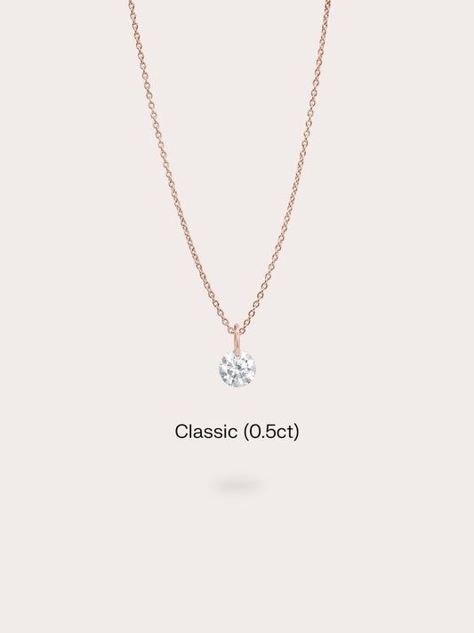 Floating Moissanite Necklace (0.5ct) in 18k Rose Gold Vermeil from Mondays Made