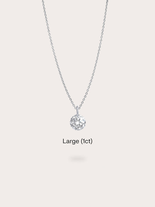 Floating Moissanite Necklace (1ct) in S925 Rhodium Vermeil from Mondays Made