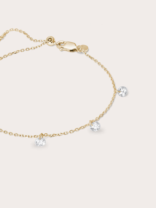 Floating Moissanite Trio Bracelet in 18k Gold Vermeil from Mondays Made
