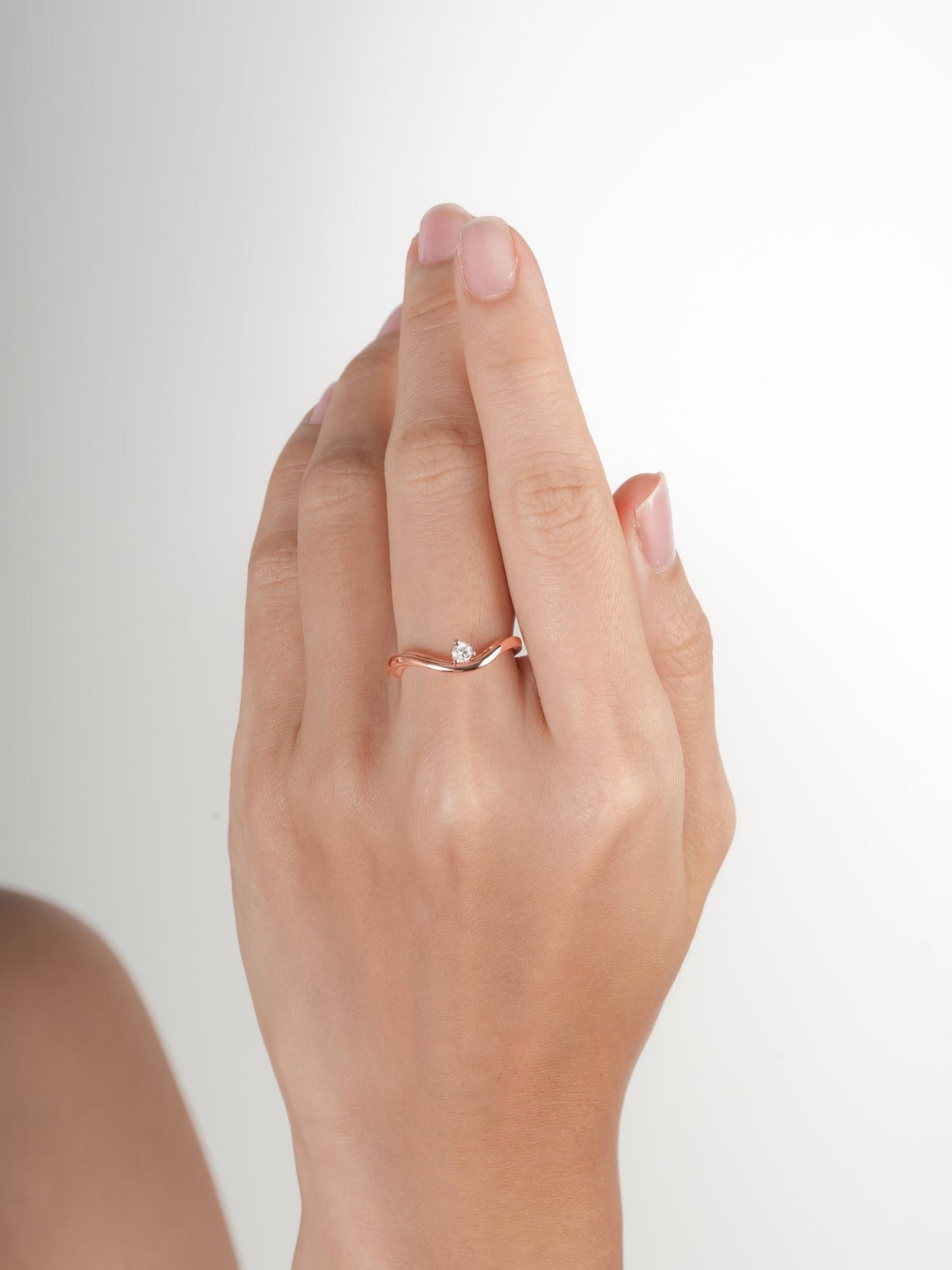 Floating Moissanite Wave Ring in 18k Rose Gold Vermeil from Mondays Made