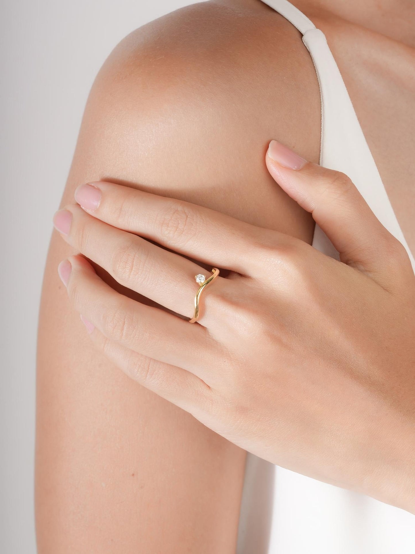 Floating Moissanite Wave Ring in 18k Gold Vermeil from Mondays Made